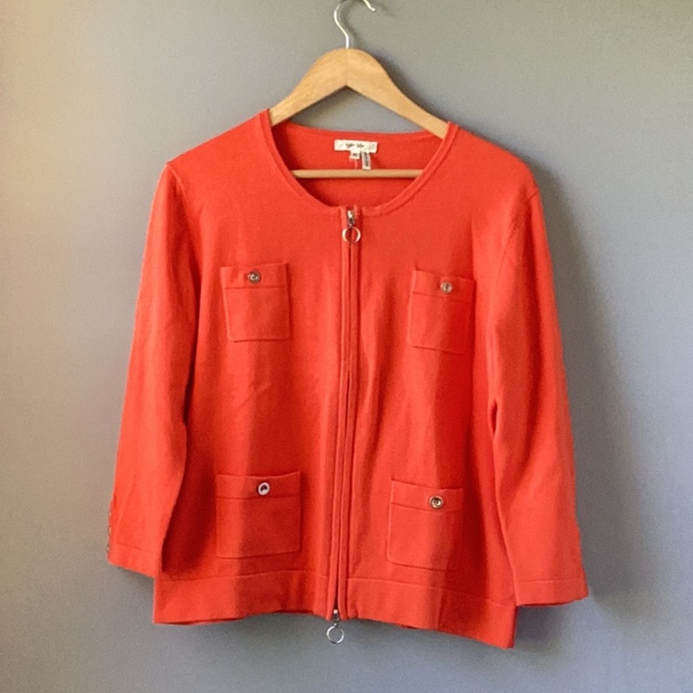 TYLER BOE Orange Zip Up Sweater